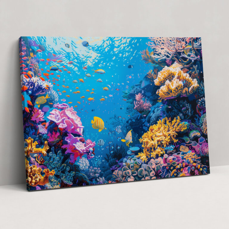 Pointillism Underwater World Canvas Print - Pointillism, Home Decoration, Canvas Print, Underwater World