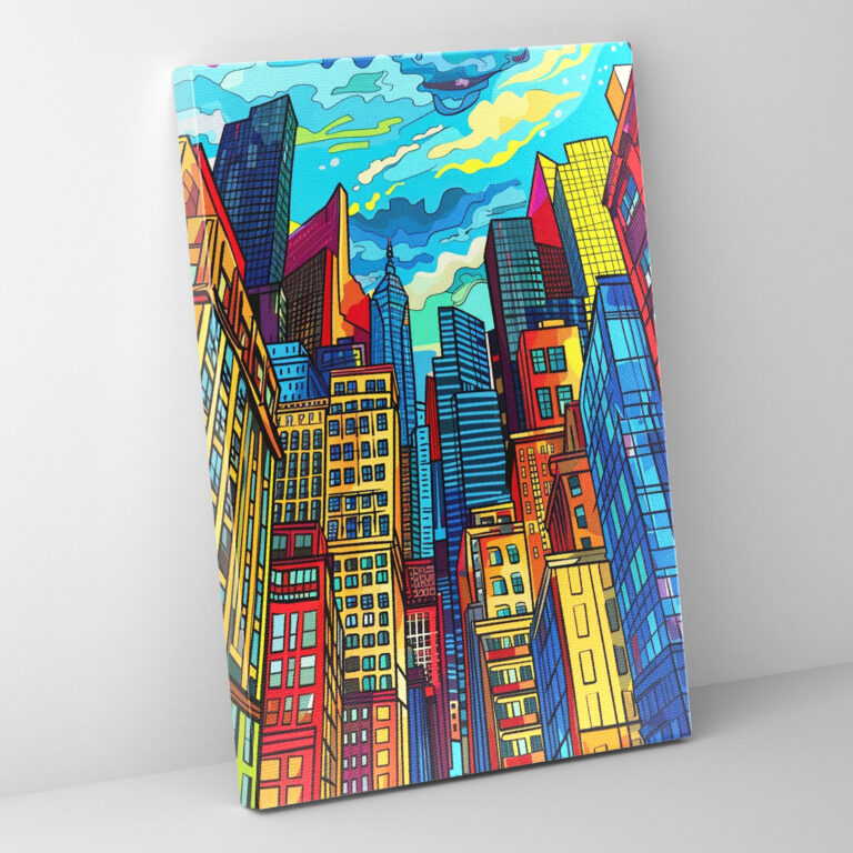 Popart Style Cityscape Canvas Print - Popart, Popart Style, Andy Warhol Style, Wall Decoration