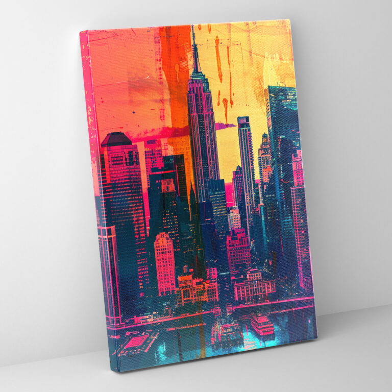 Iconic City Skyline Popart Style Canvas Print - Popart, Wall Art, City Skyline, Wall Decoration