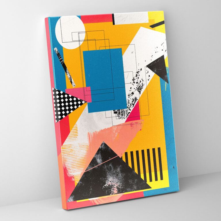 Popart Style Geometric Shapes Wall Art: Abstract Canvas Print - Popart, Wall Art, Bold Color Blocking, Home Decoration