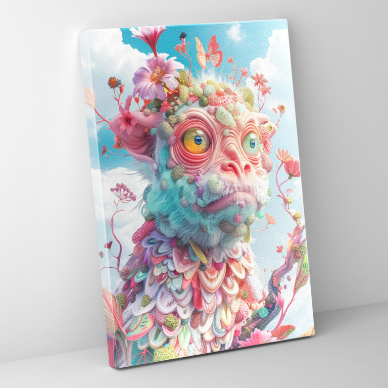 Popart Style Whimsical Animals Canvas Wall Art: Surreal Settings - Popart, Popart Style, Whimsical Animals, Pastel Colors