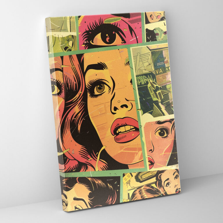 Popart Style Retro Comic Book Panels Wall Decoration: Vintage Canvas Print - Popart, Popart Style, Vintage Vibes, Wall Decoration