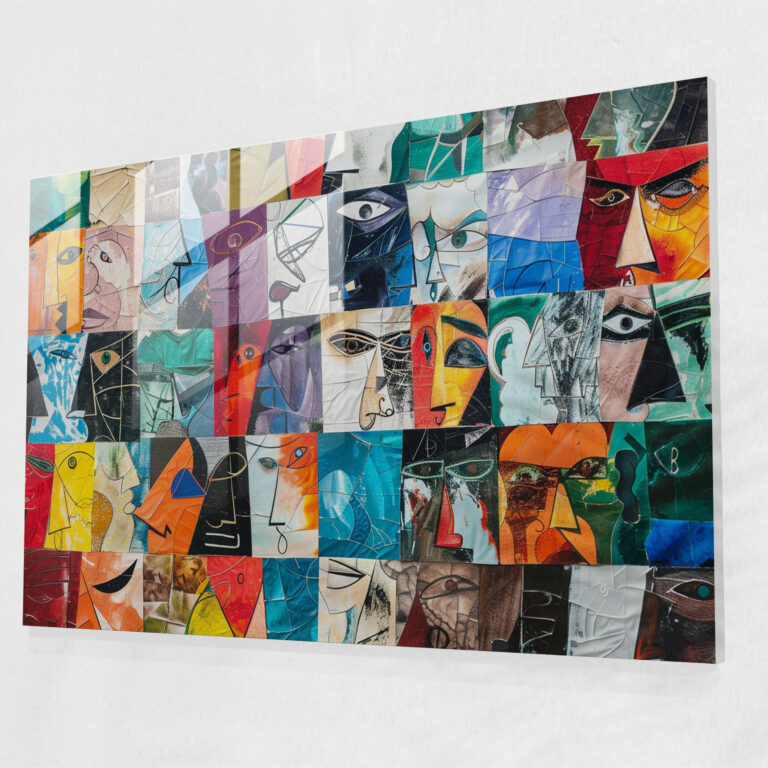 Pablo Picasso Home Decoration - Colorful Collage - Pablo Picasso, Glass Art, Home Decoration, Glass Print
