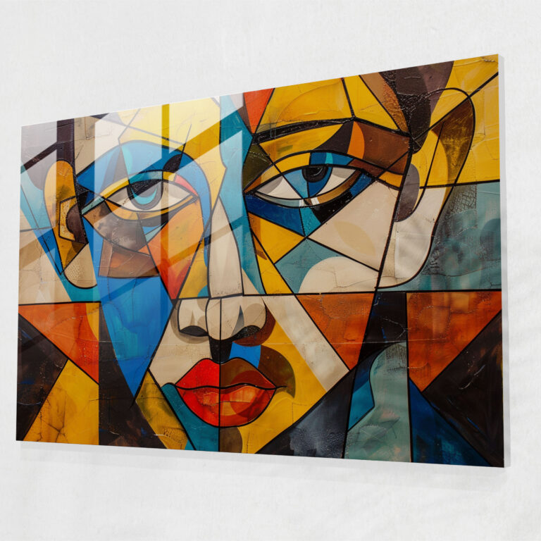 Pablo Picasso Modern Art - Cubist Distorted Portrait - Pablo Picasso, Distorted Shapes, Glass Print, Cubist Portrait