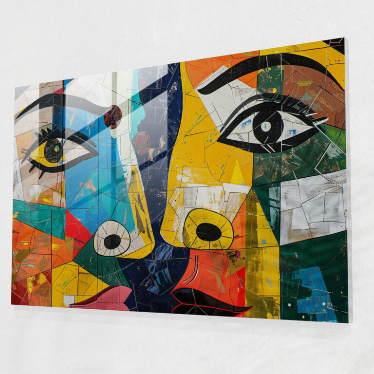 Vibrant Cubism Pablo Picasso Glass Print - Pablo Picasso, Glass Print, Home Decoration, Pablo Picasso