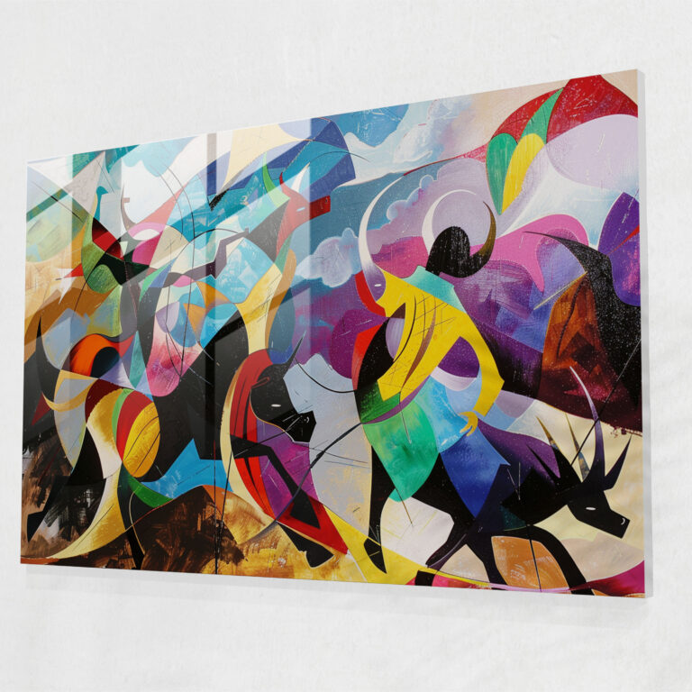 Pablo Picasso Glass Print - Surreal Bullfight Scene - Pablo Picasso, Pablo Picasso, Surreal Art, Glass Print