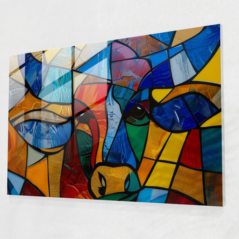Pablo Picasso Glass Wall Art - Vibrant Bull Portrait - Pablo Picasso, Home Decoration, Glass Wall Art, Glass Art