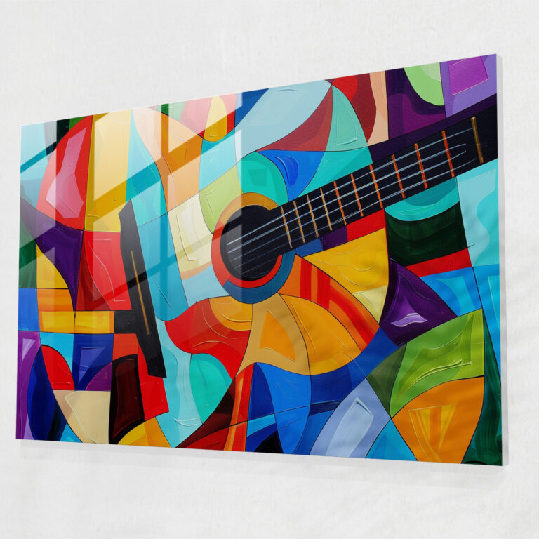 Pablo Picasso Glass Art - Cubist Guitar Design - Pablo Picasso, Vibrant Colors, Pablo Picasso, Glass Art