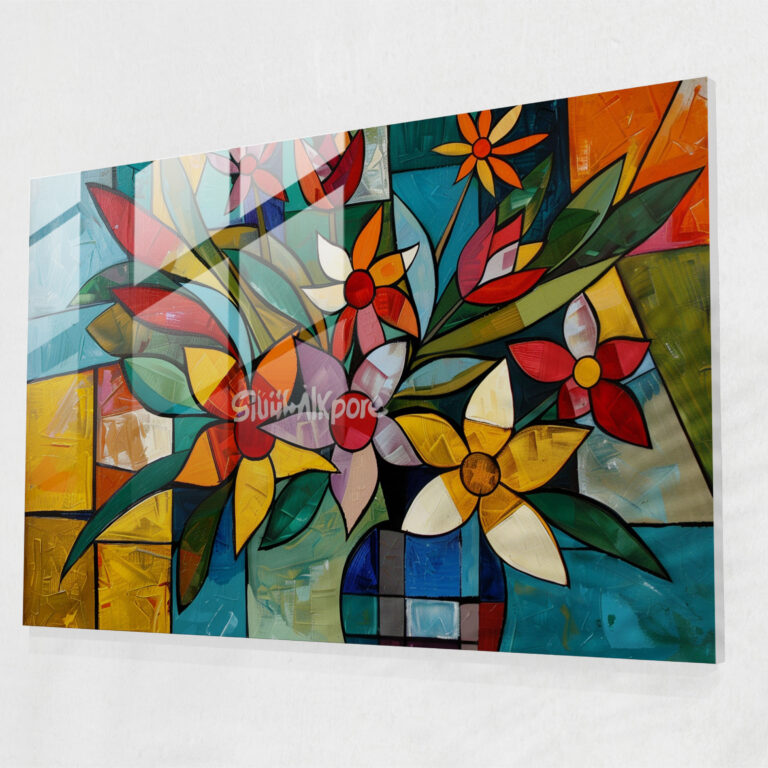 Pablo Picasso Glass Wall Art - Flower Bouquet - Pablo Picasso, Cubist Interpretation, Pablo Picasso, Glass Wall Art