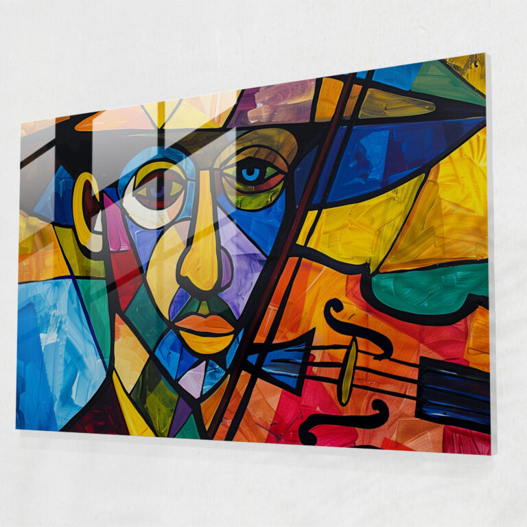 Pablo Picasso Glass Art - Violinist Portrait - Pablo Picasso, Glass Art, Abstract Portrait, Violinist Portrait
