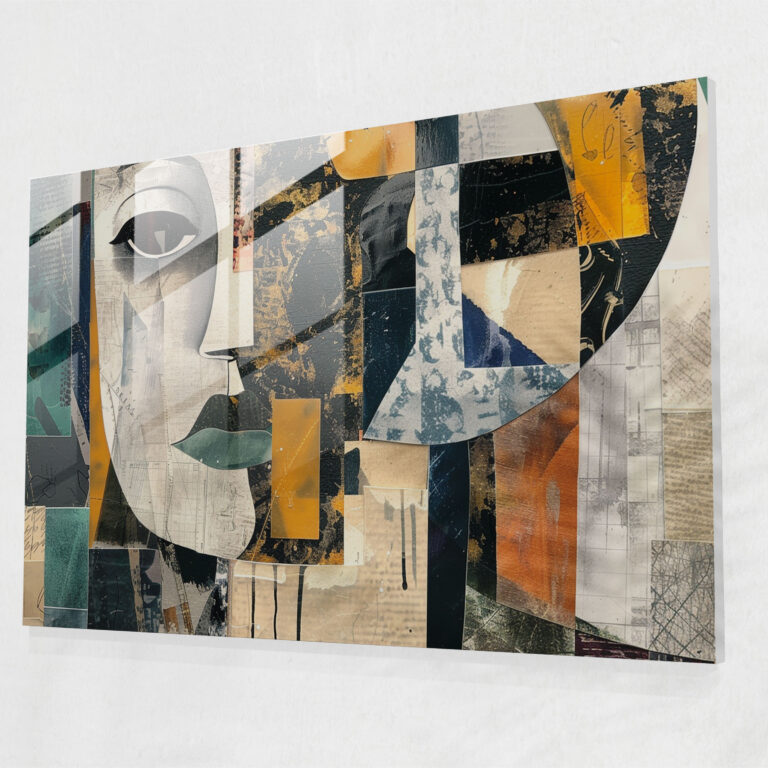 Pablo Picasso Collage Glass Print - Pablo Picasso, Home Decoration, Glass Print, Mixed Media Elements