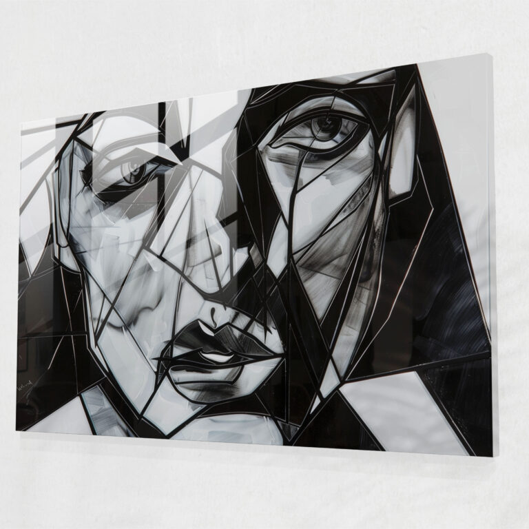 Pablo Picasso Cubist Portrait Glass Wall Art - Pablo Picasso, Black And White, Pablo Picasso, Portrait