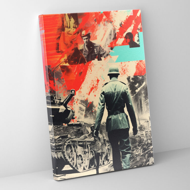 Pablo Picasso Style Wall Decoration - Pablo Picasso, War-Themed Collage, Contrasting Colors, Pablo Picasso Style