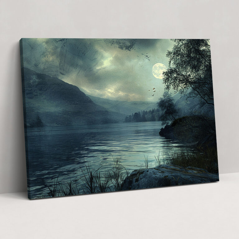 Moonlit Lake Canvas Print - Pre-Raphaelite Brotherhood, Canvas, Pre-Raphaelite Brotherhood, Home Decoration