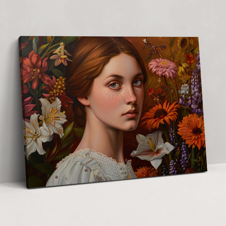 Pre-Raphaelite Brotherhood Wall Decoration - Serene Lady With Flowers Canvas Print - Pre-Raphaelite Brotherhood, Canvas, Pre-Raphaelite Brotherhood, Wall Decoration