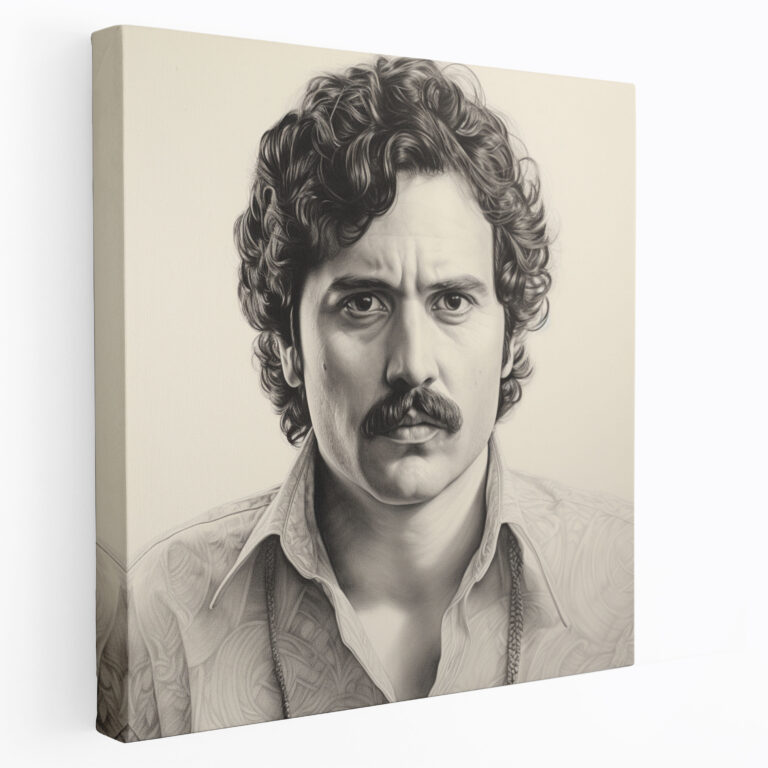 Pablo Escobar Photorealistic Canvas Print - Pablo Escobar, Photorealistic Drawing, Realism, Pablo Escobar