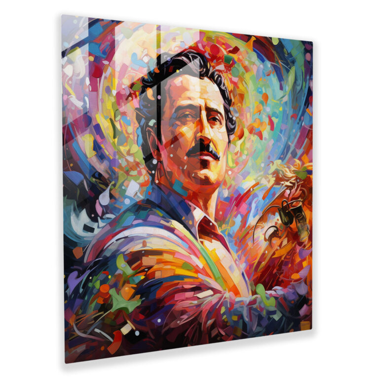 Impressionist Pablo Escobar Glass Print - Pablo Escobar, Modern Art, Wall Decoration, Glass Art
