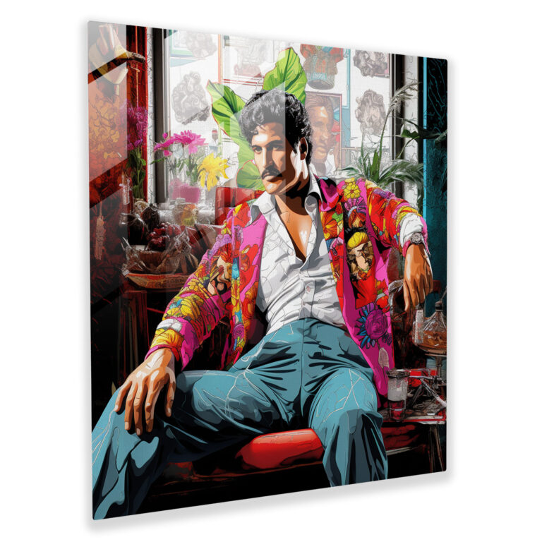Pop Art Pablo Escobar Glass Print - Pablo Escobar, Glass Print, Home Decoration, Glass Wall Art