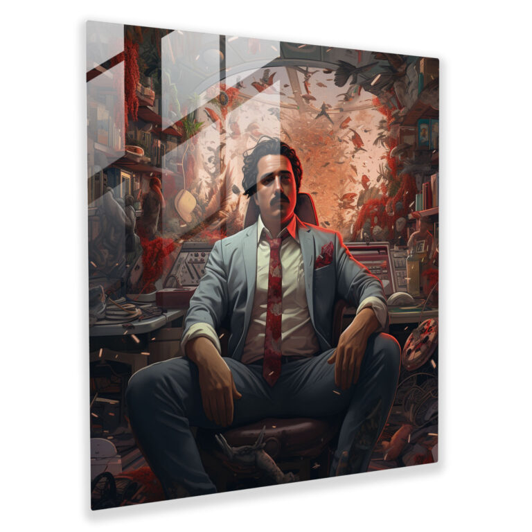 Pablo Escobar Futuristic Glass Print - Pablo Escobar, Glass Art, Technology, Pablo Escobar
