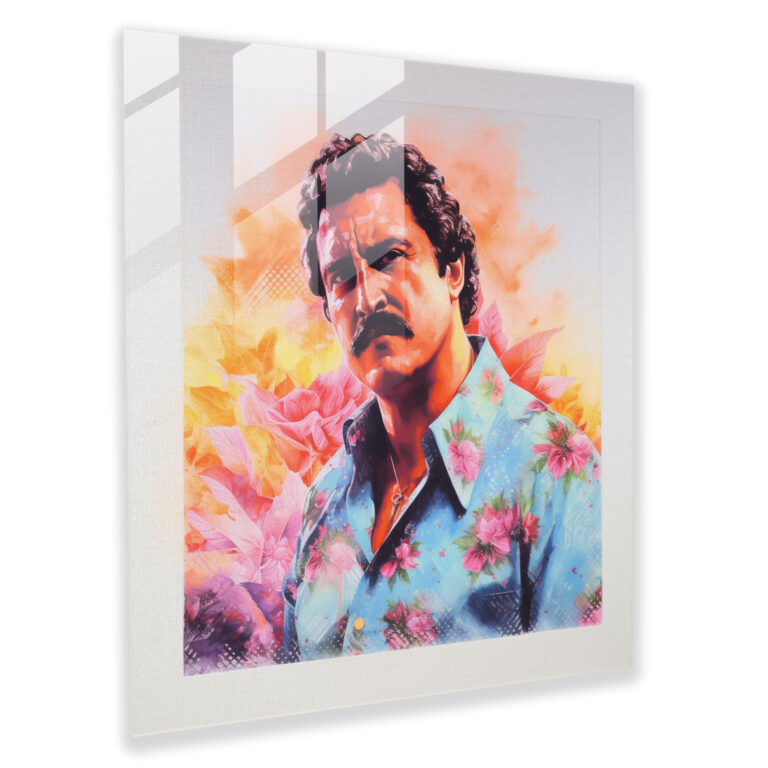 Vintage Pablo Escobar Glass Print - Pablo Escobar, Wall Decoration, Glass Art, Pablo Escobar