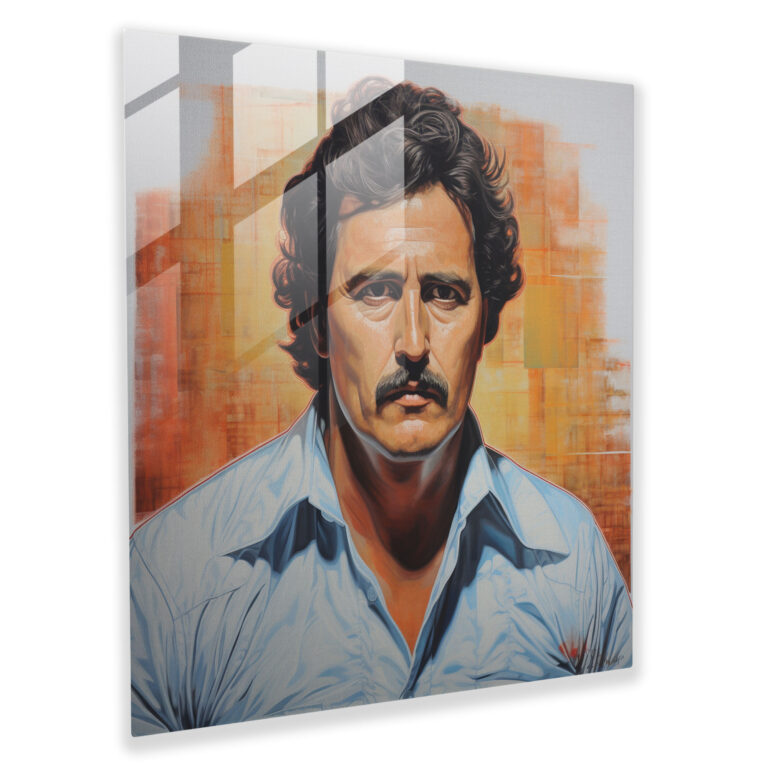 Realistic Pablo Escobar Glass Print - Pablo Escobar, Modern Art, Glass Wall Art, Home Decoration