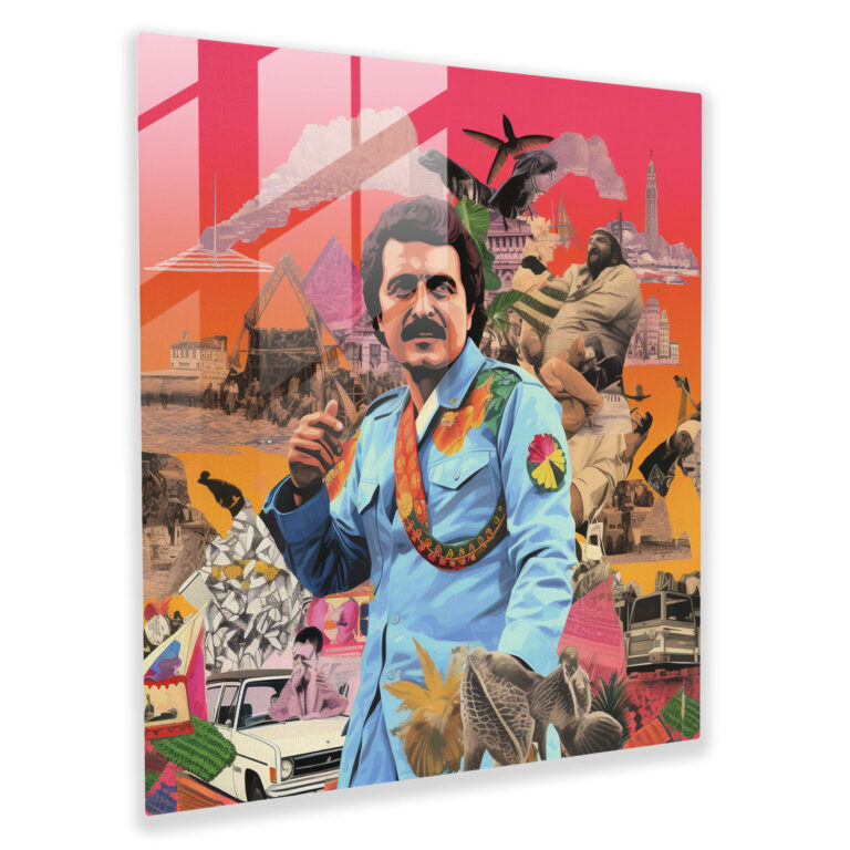 Pablo Escobar Glass Print - Colorful Pop Art Collage - Pablo Escobar, Pablo Escobar, Home Decoration, Glass Print