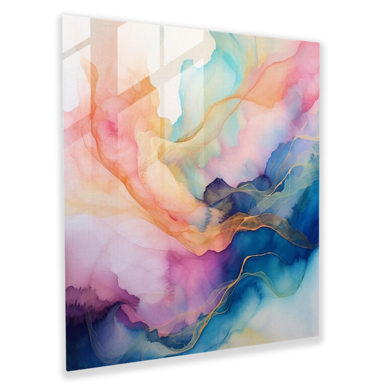 Serene Waters Glass Wall Art - Pastel, Abstract Watercolor, Modern Art, Glass Print
