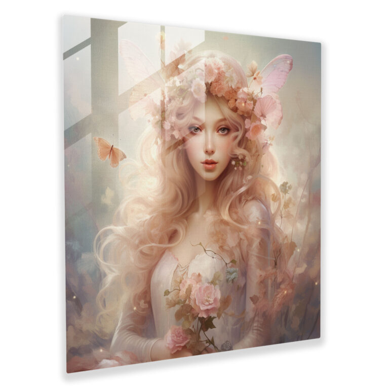 Whimsical Fairy Glass Wall Art - Pastel, Innocence, Home Decoration, Glass Wall Art