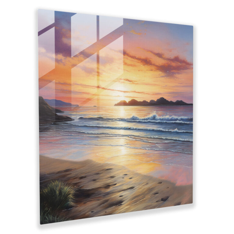 Pastel Sunset Glass Print - Pastel, Wall Decoration, Modern Art, Wanderlust