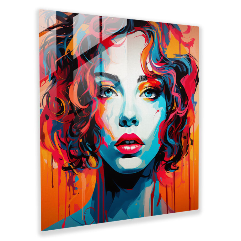 Colorful Pop Art Glass Print - Portrait, Home Decoration, Bold Lines, Glass Wall Art
