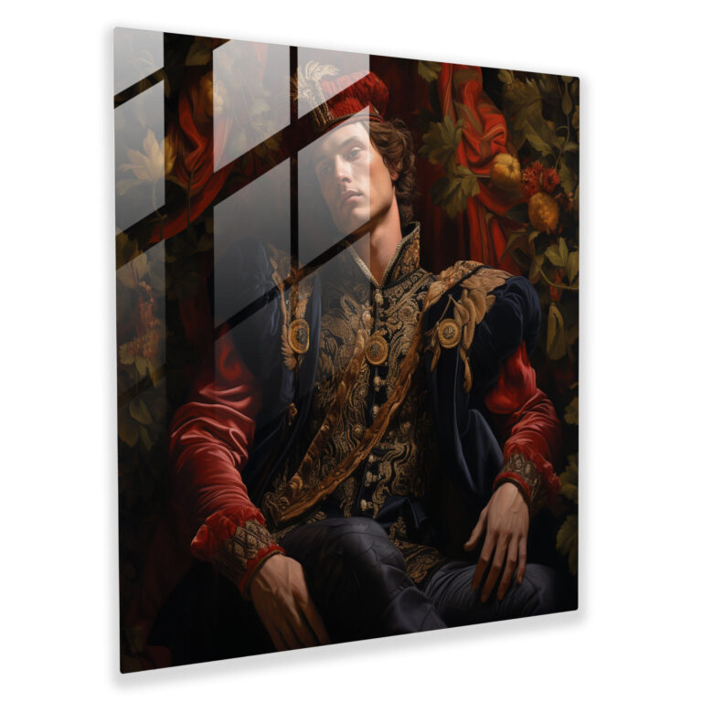 Regal Renaissance Glass Print - Portrait, Rich Colors, Portrait, Wall Decoration