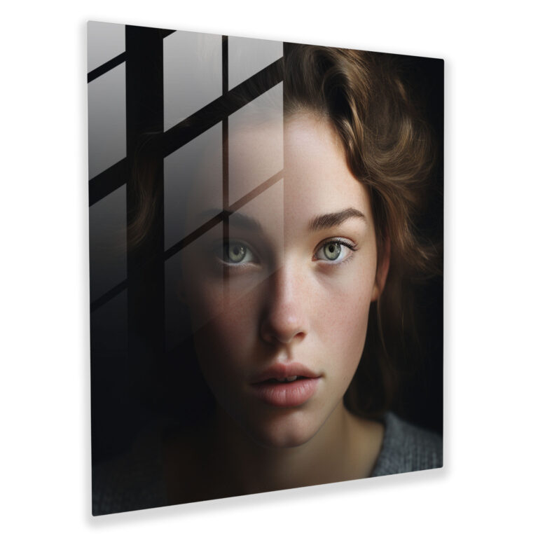 Striking Beauty Glass Print - Portrait, Glass Print, Contemporary Photographic Portrait, Wall Decoration