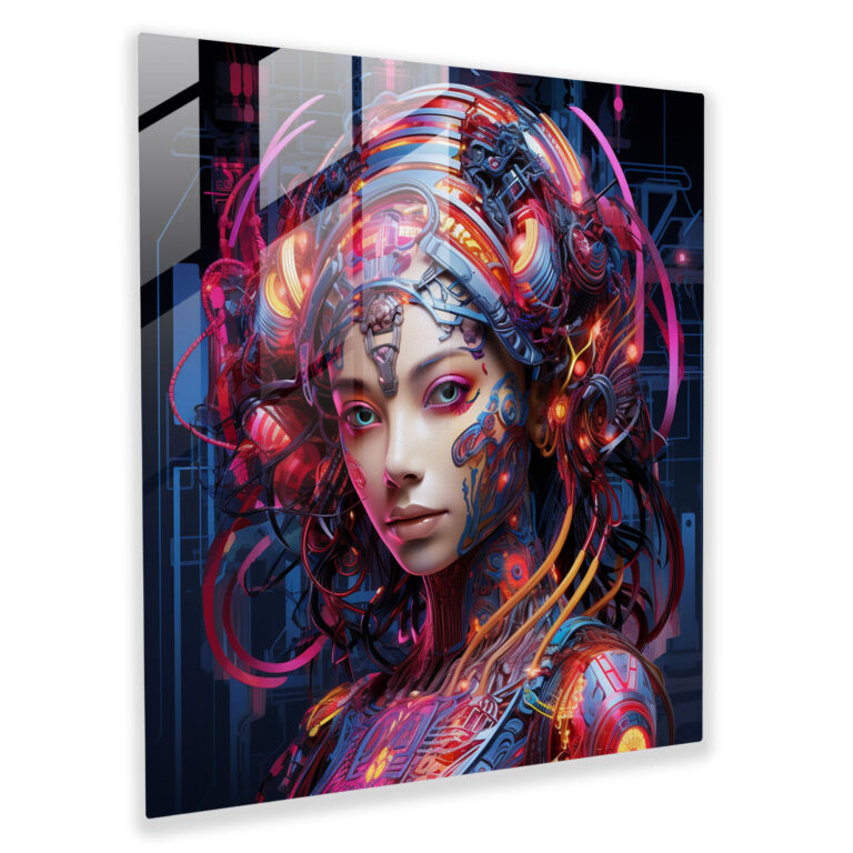 Glass Print - Futuristic Robotic Portrait - Portrait, Glass Print, Home Decoration, Wall Decoration