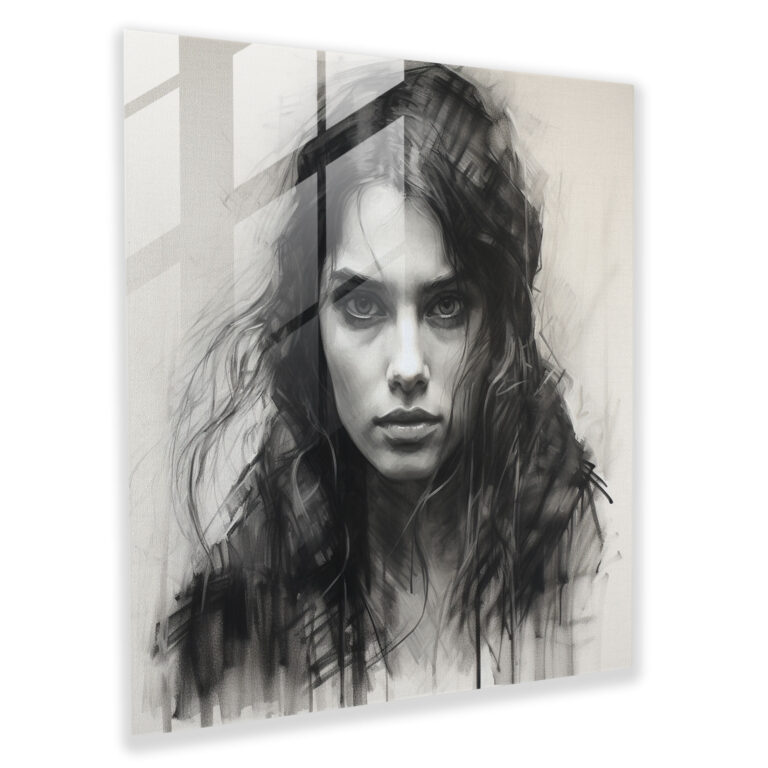Glass Print - Intense Charcoal Portrait - Portrait, Portrait, Modern Art, Black And White