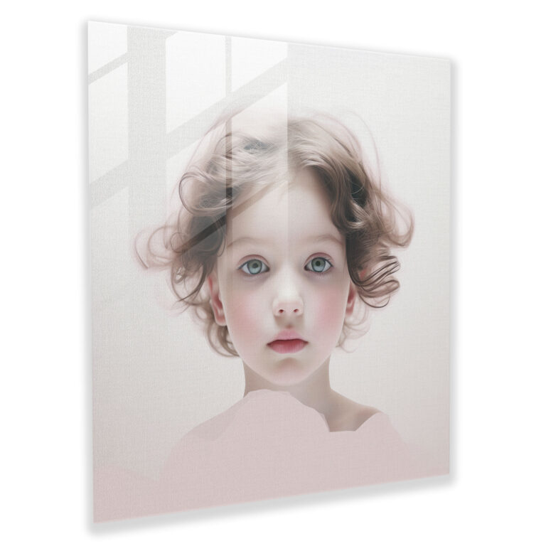 Contemporary Glass Print - Minimalist Portrait Of A Child - Portrait, Modern Art, Innocence, Minimalist