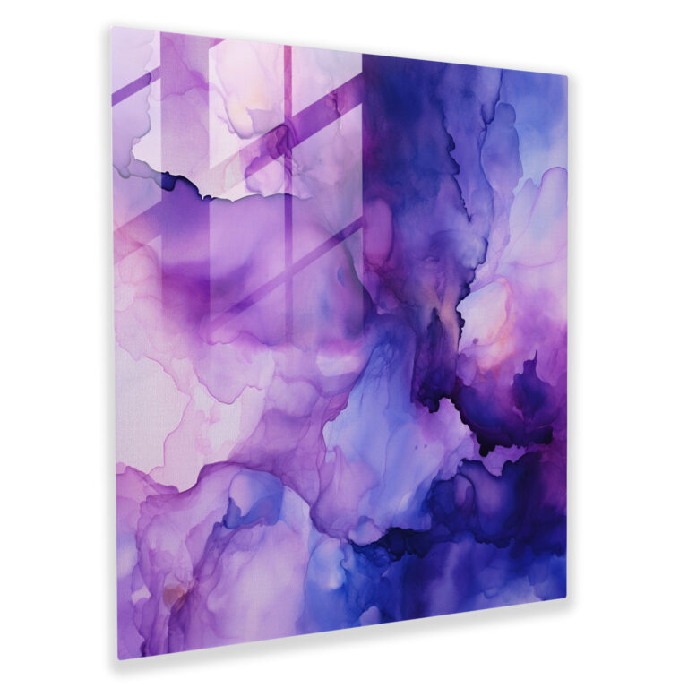 Purple Harmony Glass Print - Abstract Watercolor Glass Wall Art - Purple, Purple Theme, Abstract Art, Glass Print