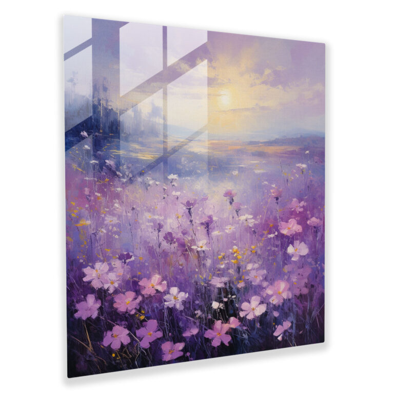 Dreamy Purple Fields Glass Print - Impressionist Glass Wall Art - Purple, Purple Flowers, Modern Art, Glass Art