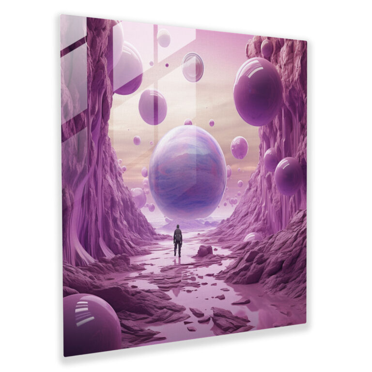 Enchanted Purple Realms Glass Print - Surreal Digital Glass Wall Art - Purple, Surreal Digital Art, Glass Wall Art, Purple Theme
