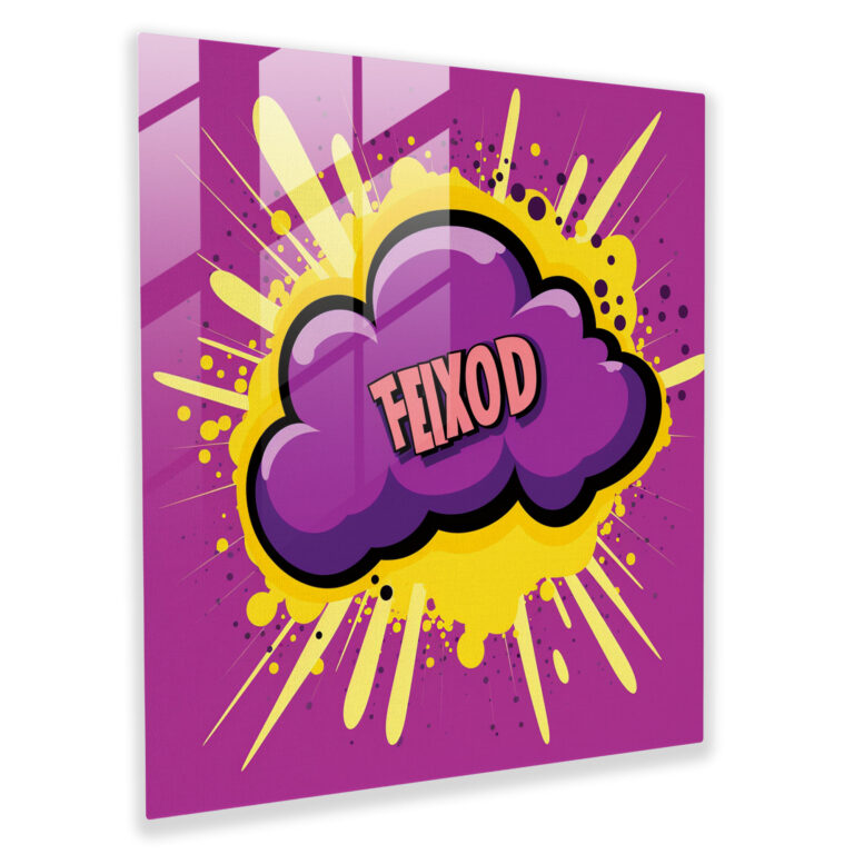 Playful Purple Speech Bubble Glass Print - Pop Art Glass Wall Art - Purple, Pop Art, Purple Theme, Glass Print