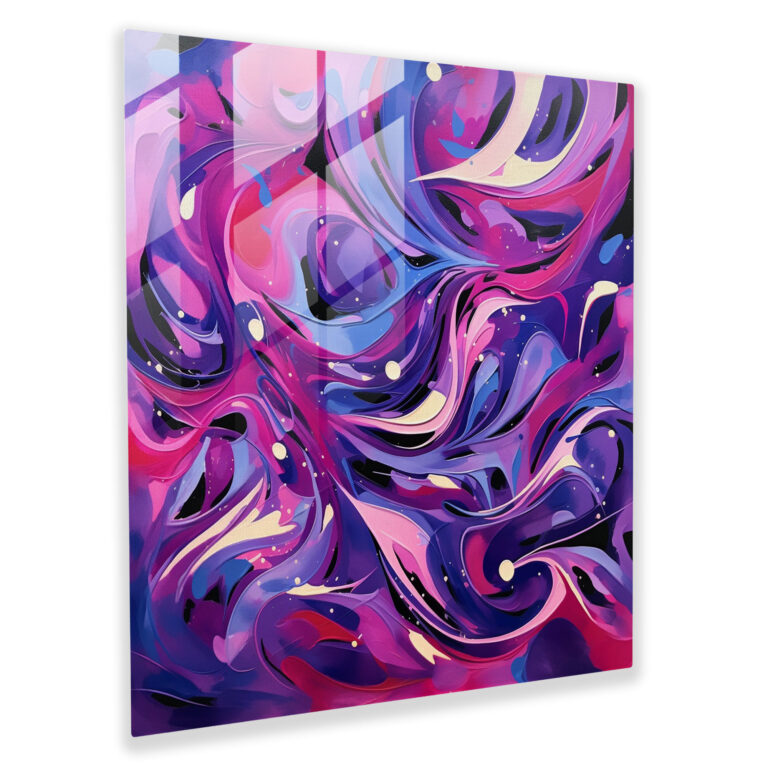 Purple Swirls Glass Print - Purple, Home Decoration, Glass Wall Art, Modern Art