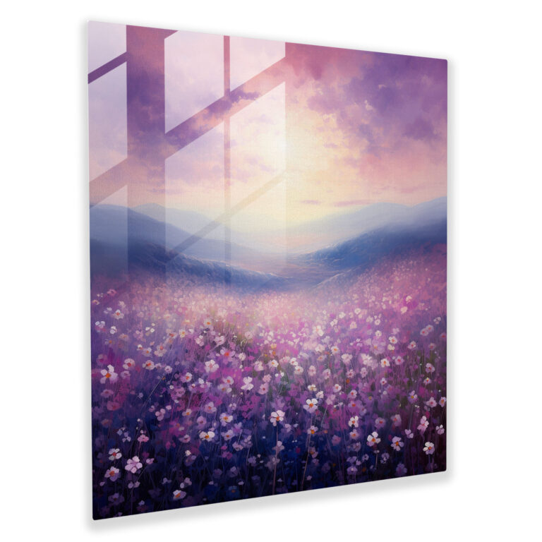 Purple Blossoms Glass Print - Purple, Glass Print, Purple, Glass Wall Art