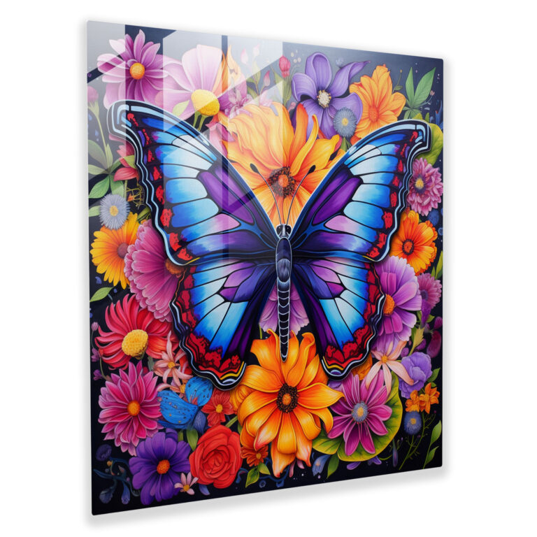 Purple Butterfly Glass Print - Purple, Home Decoration, Wall Decoration, Glass Print