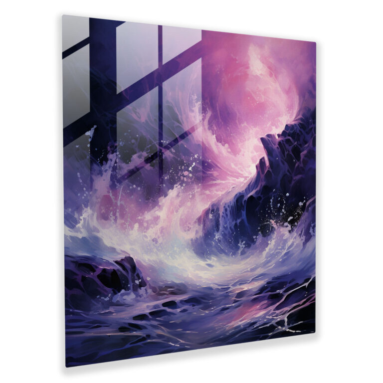 Purple Waves Glass Print - Purple, Purple, Home Decoration, Glass Art