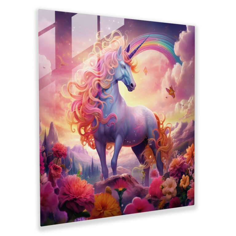 Purple Unicorn Glass Print - Purple, Home Decoration, Glass Art, Fantasy Art