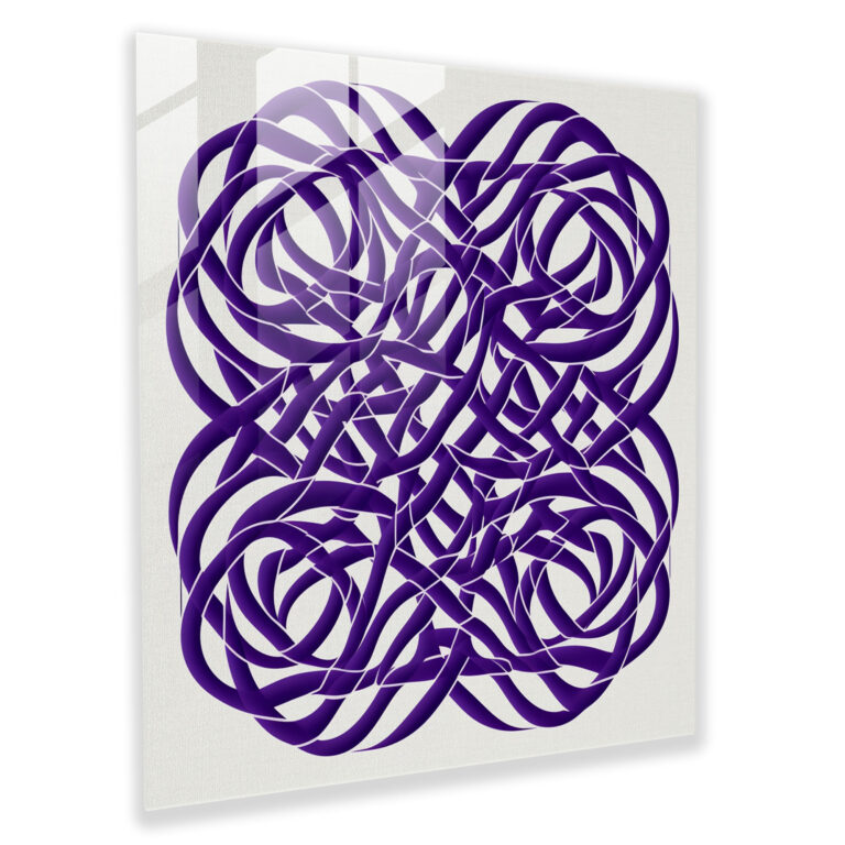 Purple Geometric Pattern Glass Print - Purple, Glass Art, Wall Decoration, Glass Print