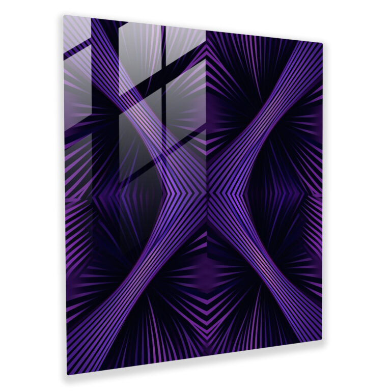 Purple Geometry Glass Print - Purple, Modern Art, Pattern, Mesmerizing