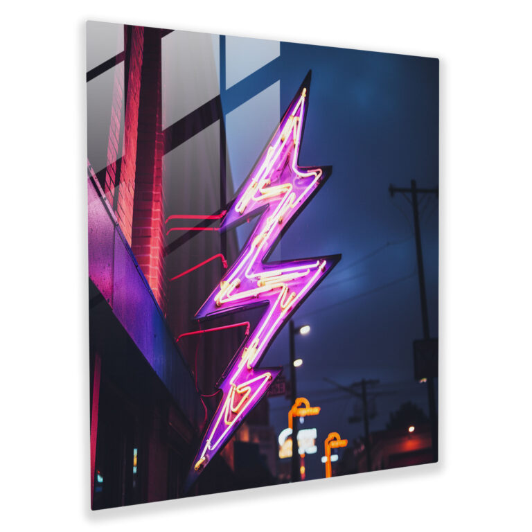 Purple Thunder Glass Print - Purple, Glow, Glass Wall Art, Purple