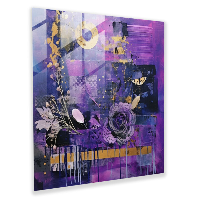 Purple Fusion Glass Print - Purple, Textures, Collage, Patterns