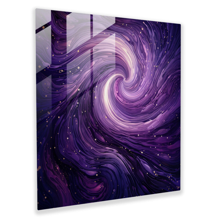 Cosmic Purple Glass Print - Purple, Wall Decoration, Galaxies, Glass Wall Art