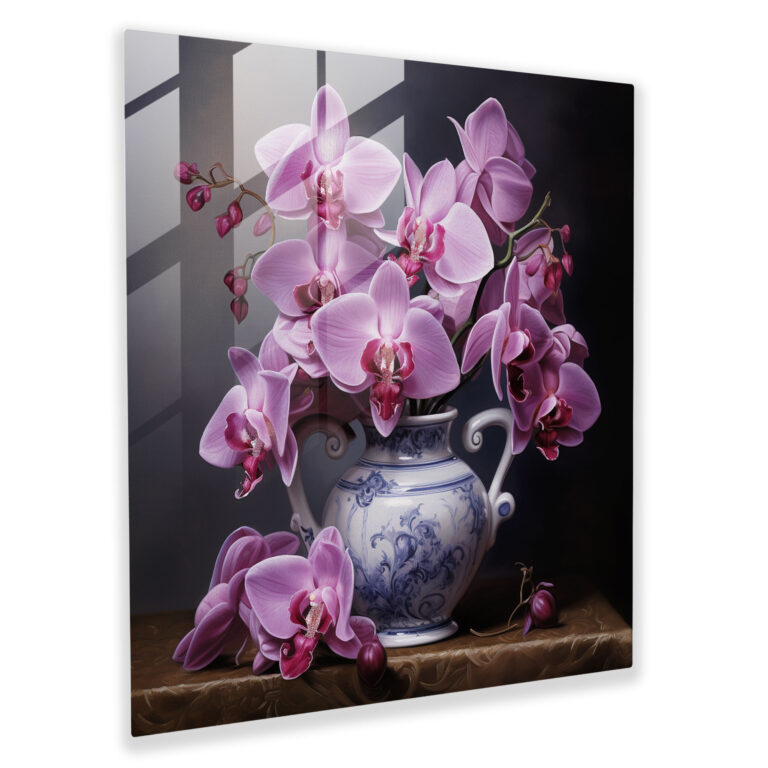 Graceful Orchids Glass Print - Purple, Glass Print, Home Decoration, Orchids